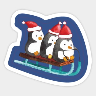 Penguins wearing santa hat Sticker